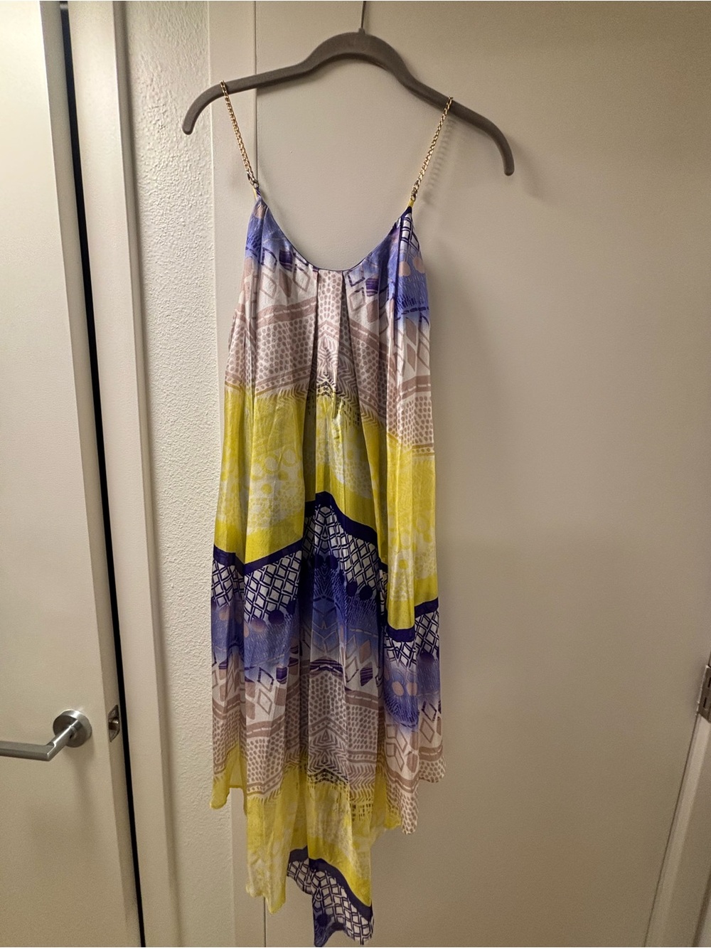 charlie jade Yellow, Blue & Cream High-Low Maxi Dress